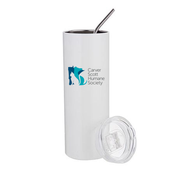 20 Oz. Stainless Steel Tumbler w/Straw & Lid - Sublimated Logo Thumbnail